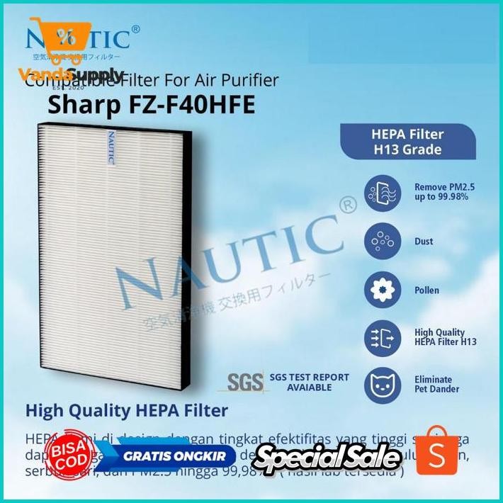 Gratis Ongkir Xtra To94 Nautic - Hepa Filter Compatible For Sharp Fz-F40Sfe Untuk Fp-F40Y / Fp-Fm40Y