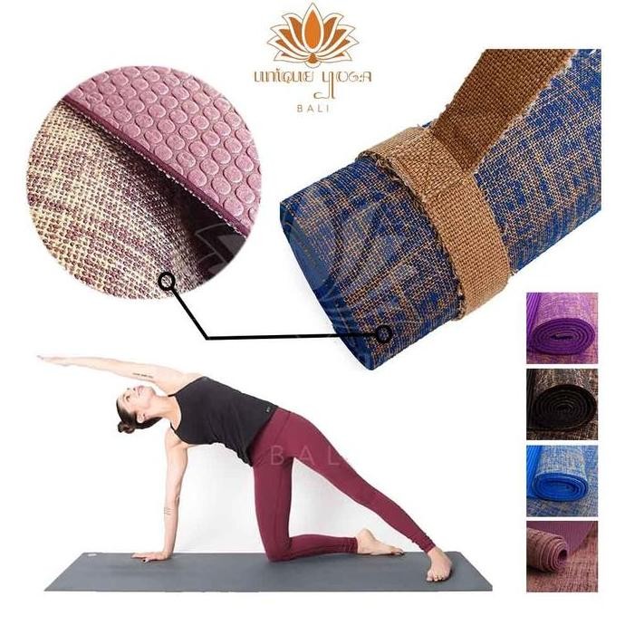 Karpet Yoga PVC Jute Tebal 8mm / Matras Yoga Serat Natural Ecofriendly