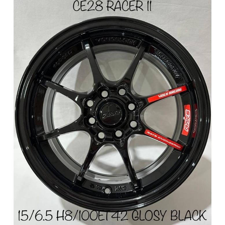 velg ce28 ring 15 lebar 6.5 et42 pcd 8x100/114 glosy black