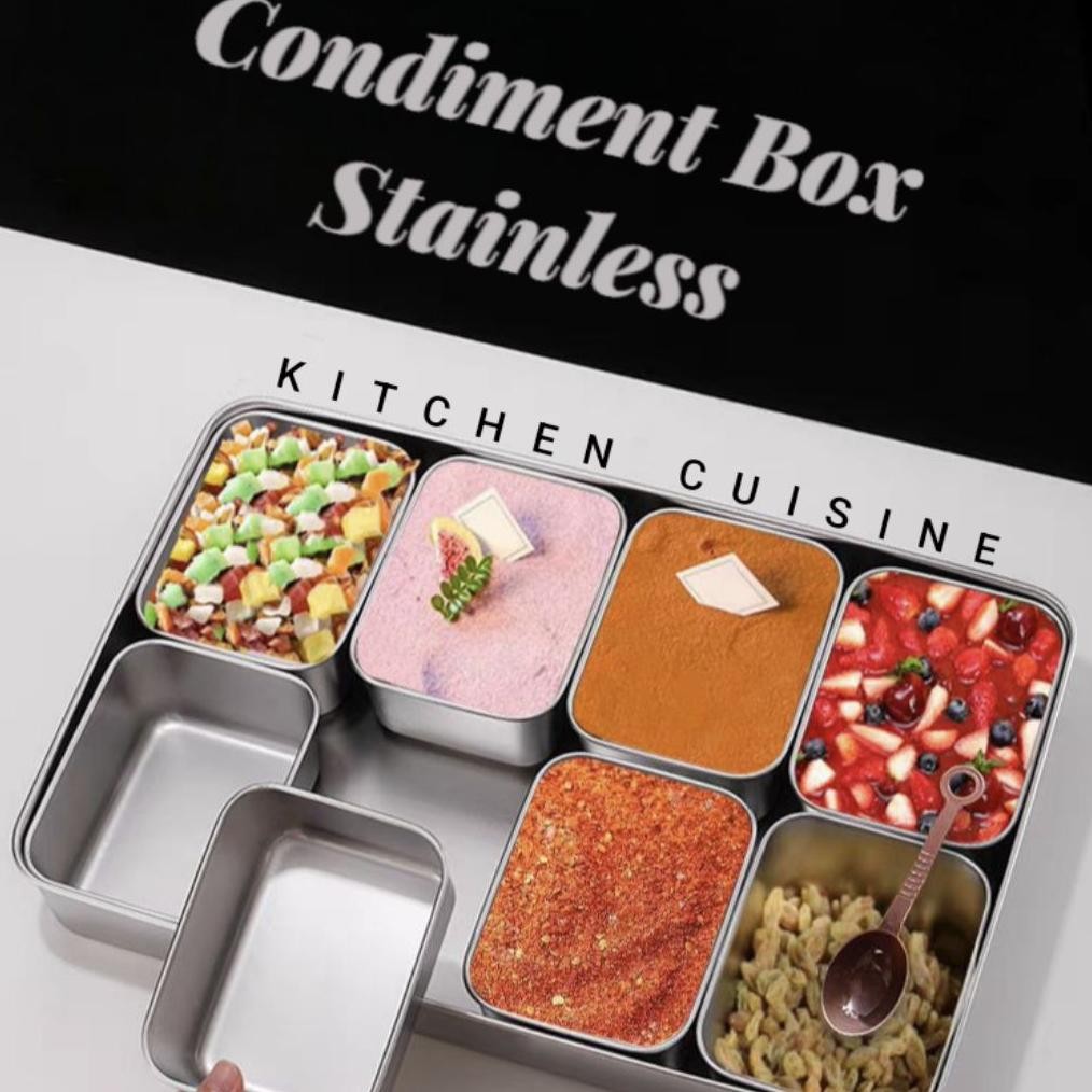 Condiment Box Stainless Steel / Kotak Bumbu / Wadah Makanan / Snack Box / Fresh Box Stainless Steel