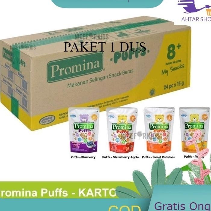 Promina Puffs 1 Dus Karton Puff Biskuit Sereal Makanan Cemilan Bayi 8 Bulan Ke Atas