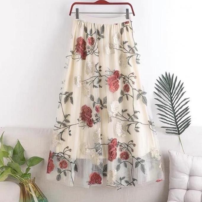 ROK TUTU 3D ROSES MOTIF TIMBUL PREMIUM IMPORT / ROK TUTU BUNGA IMPORT