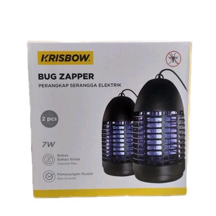 KRISBOW PERANGKAP NYAMUK 7WATT ISI 2 - CAKUPAN AREA 15M Hitam