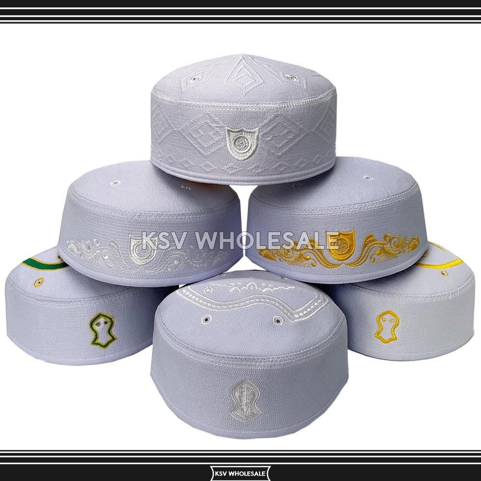 GROSIR (10 Pcs)  Peci Kopiah MALAYSIA Motif Terompah, Kembang, Wajik Haji Alay
