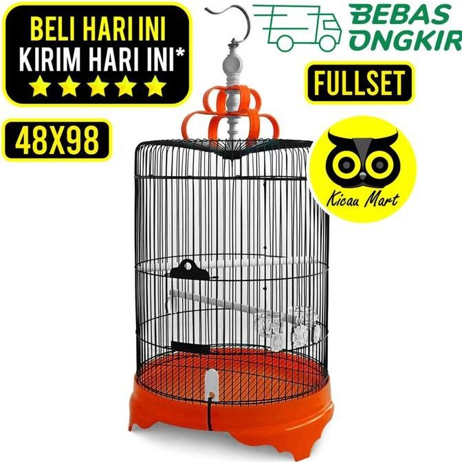 =====] Sangkar murai jumbo fullset diameter 46 cm tebok pvc import besi tebal