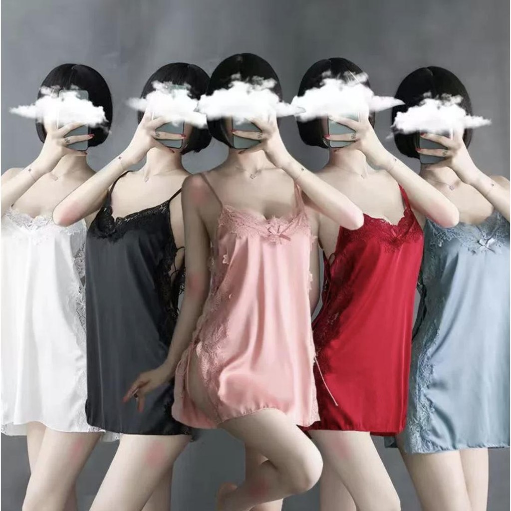 BT25 Baju Tidur Piyama Dress Gaun Cute Daster Sexy Pakaian Cewek Lace Nightwear Backless