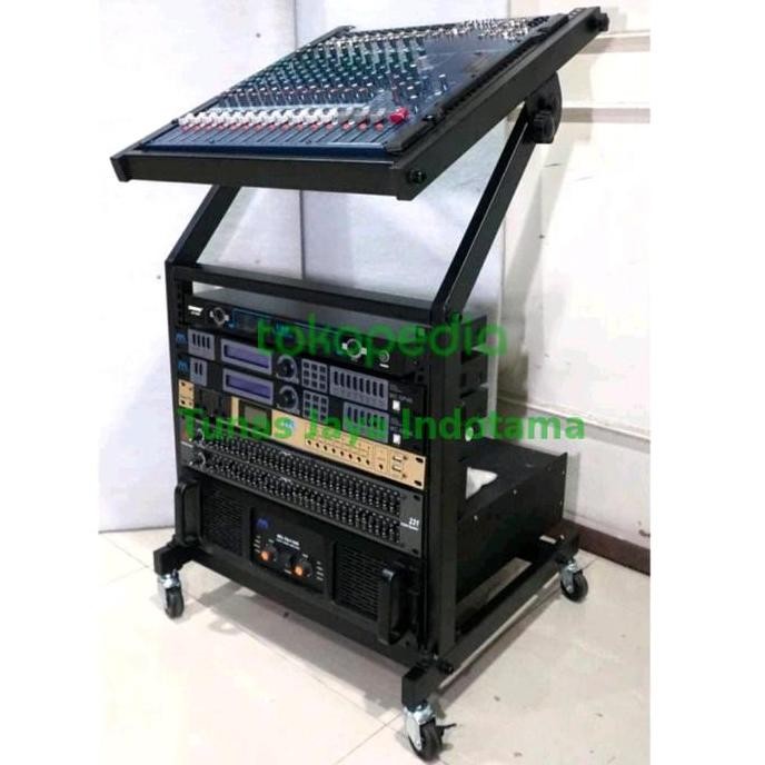 Rack Power 10 U + Mixer Audio / Rak Tempat Acc Sound System