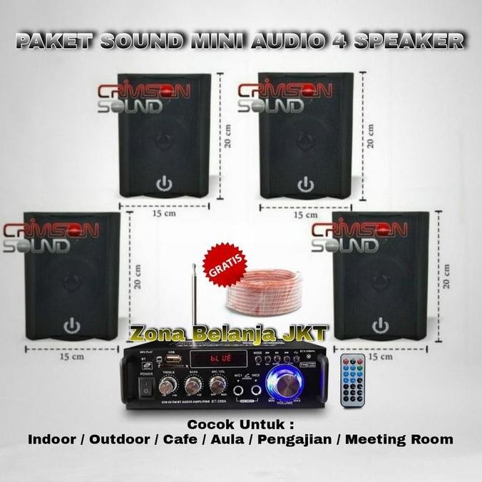 Paket Sound System Cafe Audio Amplifier Bluetooth 4 Speaker