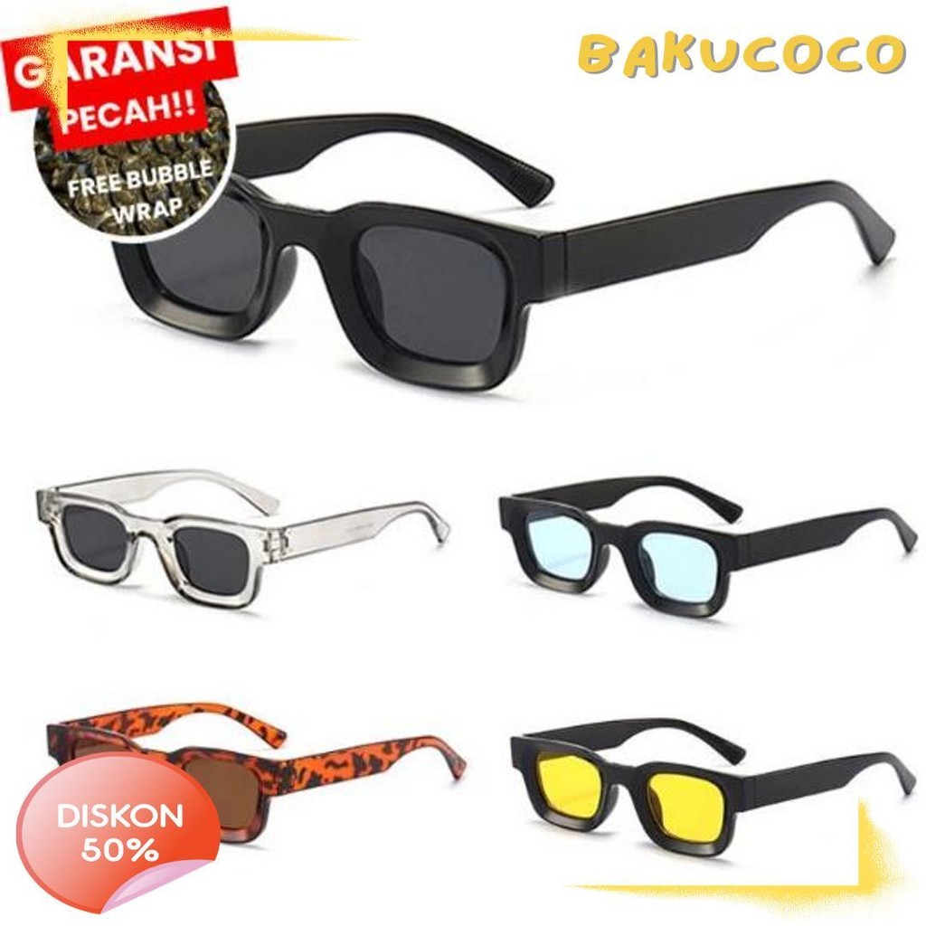 50% Off Kacamata Hitam Cowok Cewek Bingkai Persegi Kecil -Kacamata Gaya Vintage Pria Wanita Keren - 