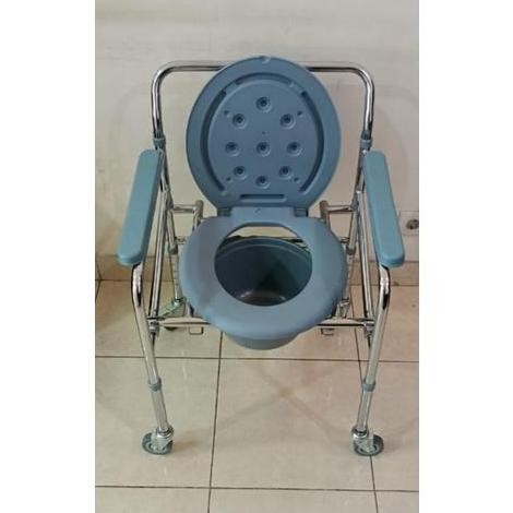 BEBAS ONGKIR - Kursi BAB Lansia dengan 4Roda Kursi Comode Bisa Lipat Untuk Buang Air Besar Kecil