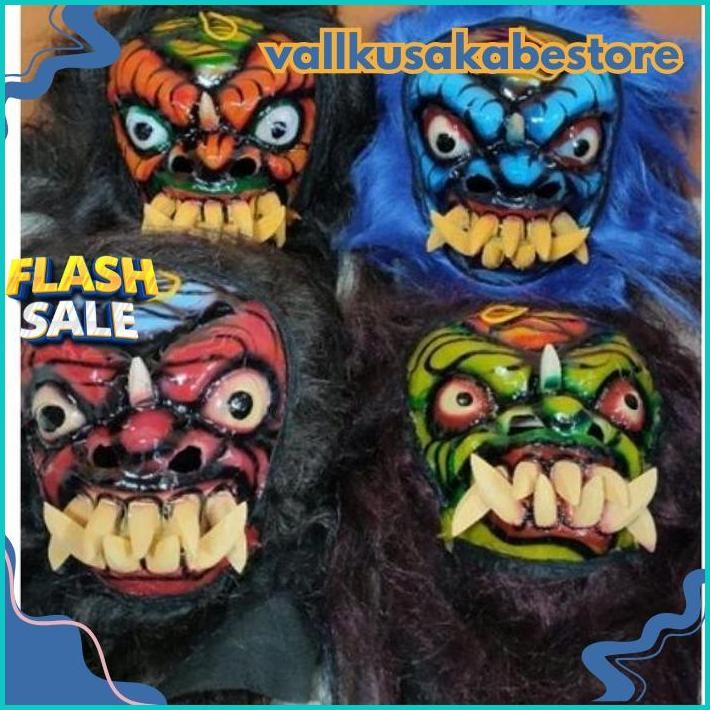 DISKOM Topeng Buto Gedruk Mainan Anak Seram Asli Kayu