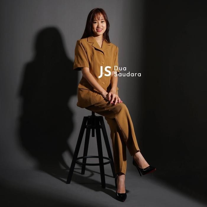 Stell Pemda Wanita Lengan Pendek Celana Panjang/ Baju Pemda / Khaki Wanita / Stellan Pemda / Stellan