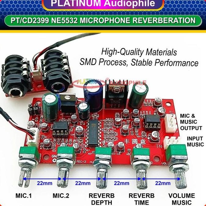 Pt2399KaraokeMic MicrophoneReverberation Modul Digital Echo Delay Mic-135 136