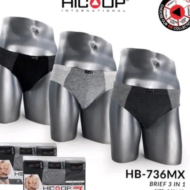 Promo celana dalam pria hicoop max edisi warna abu 3in1 size M L XL COD