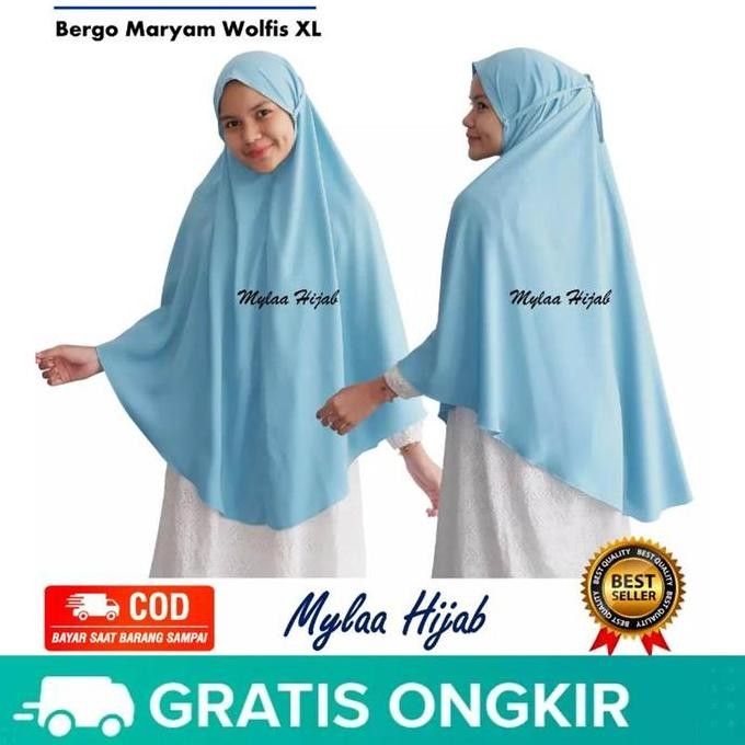 Promo Mylaa hijab bergo maryam instan bahan wolfis premium grade A size XL hijab kerudung hijab mura