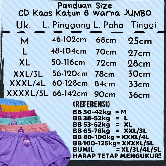 Promo Celana Dalam Wanita Polos Katun 12 PCS  Elastis CD Ibu HAMIL JUMBO 5L-4L-3L-L-M Cawet Cotton P