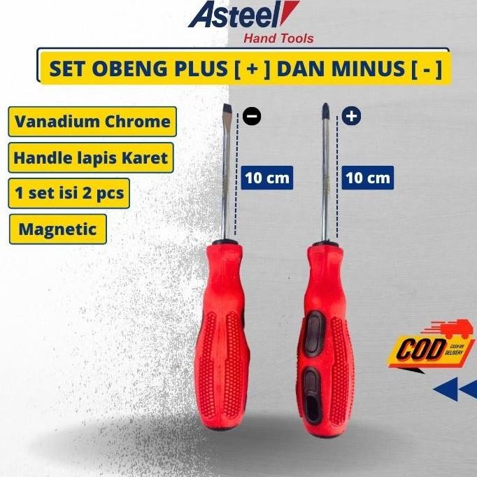 Obeng Set Plus Minus Magnet Panjang Lengkap Screwdriver Vanadium