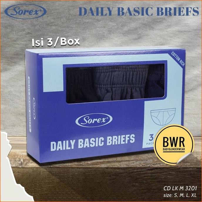 Promo [ 3pc ] CD Sorex M 3201 Karet Kerut / Celana Dalam Pria Daily Basic Briefs Sorex M3201 | Bwr K