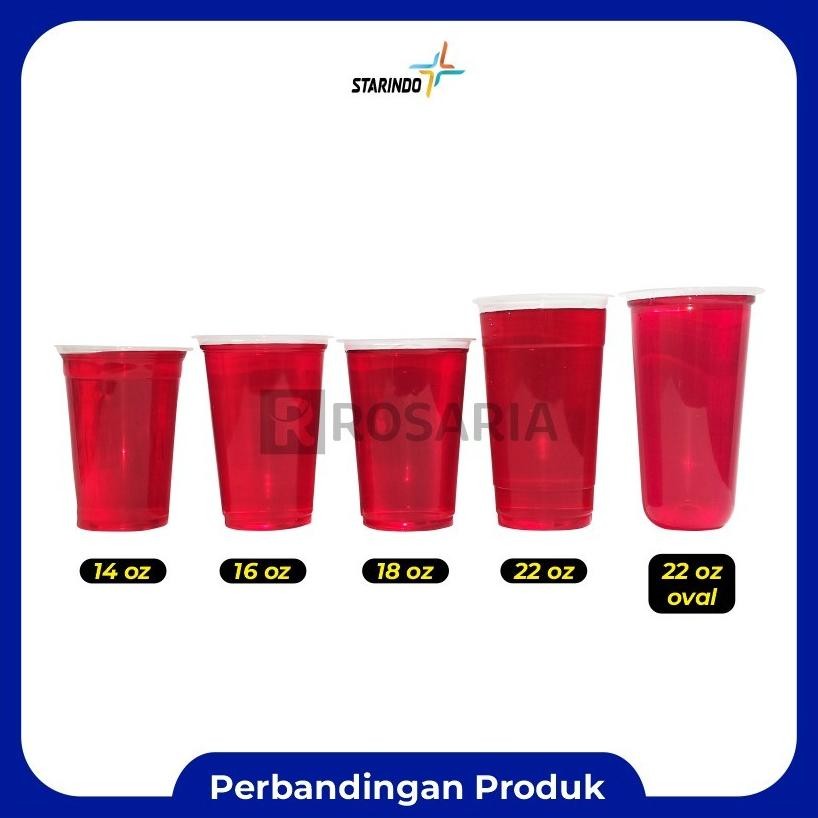 Cup Polos Datar 16 Oz Starindo 5 Gr Plastik Bening Gelas Minuman Viral