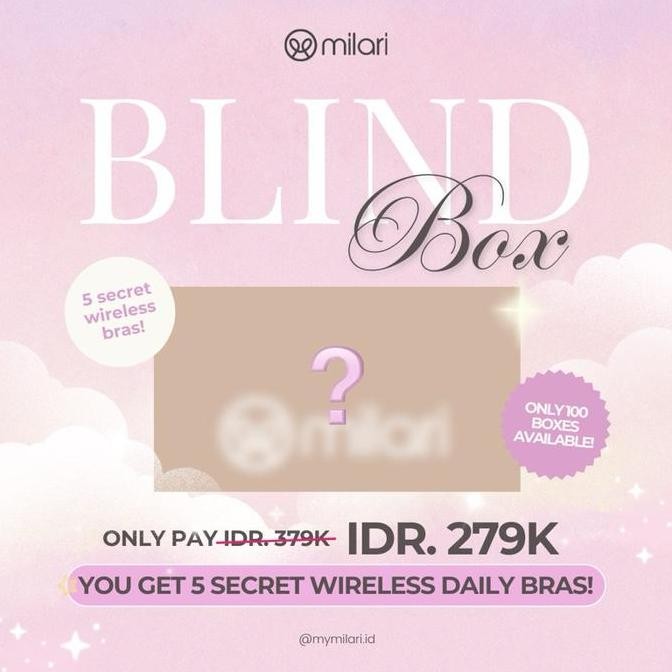 TERMURAH - Milari Blind Box Daily Bra Tanpa Kawat, Warna Random isi 5pcs/box, Kualitas Export Korea