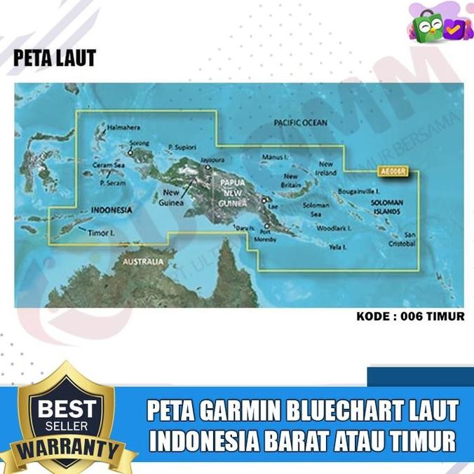 PROMO DISKON - Peta Garmin Laut Indonesia Bagian Barat Timur Bluechart 009 006 Laut Indonesia