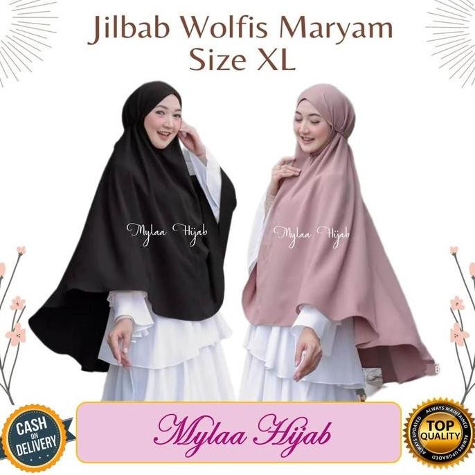Promo Mylaa hijab bergo Size XL maryam instan bahan wolfis premium grade A size hijab kerudung hijab