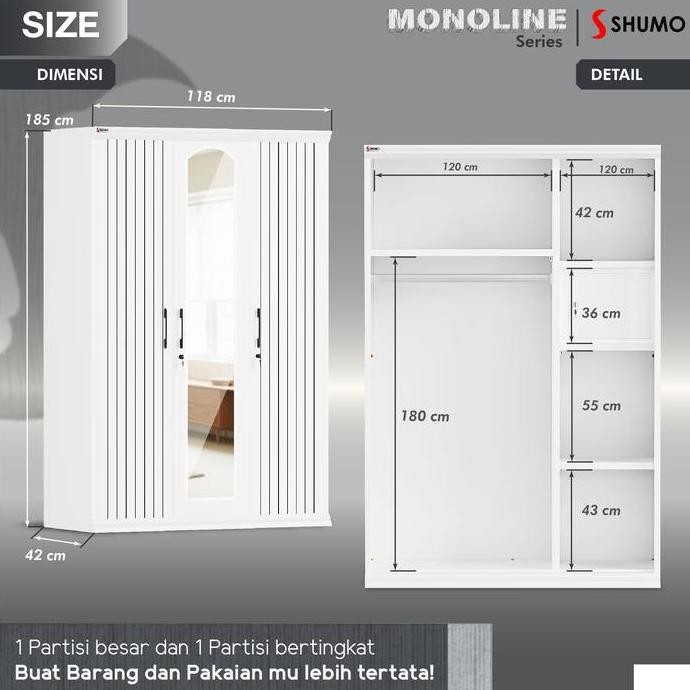 Lemari Pakaian Besi 3 Pintu Ayun Minimalis | Lemari Baju Swing