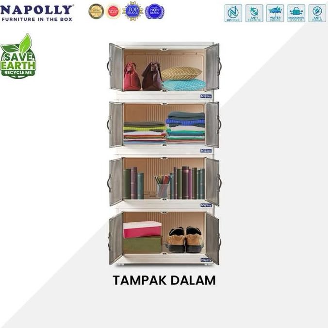 Napolly POLIBOX 446 / Lemari Plastik Lipat - Rak Plastik Lipat 4 Susun / Furniture Minimalis, Esteti