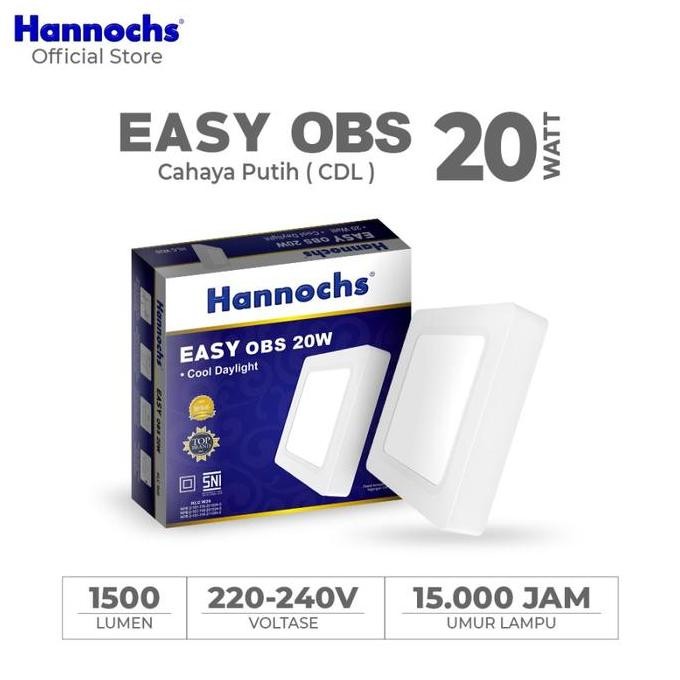Lampu Downlight Led Hannochs Easy Obs 20W Kotak Ob Ditempel Outbow