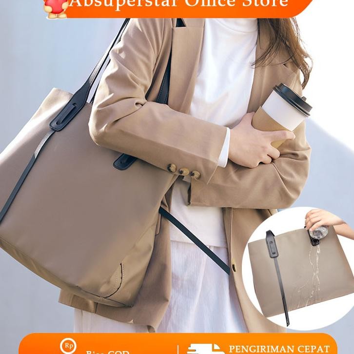 Wanita Tas Laptop Bahu Nilon Oxford Style Tote Bag Anti Air Tas
