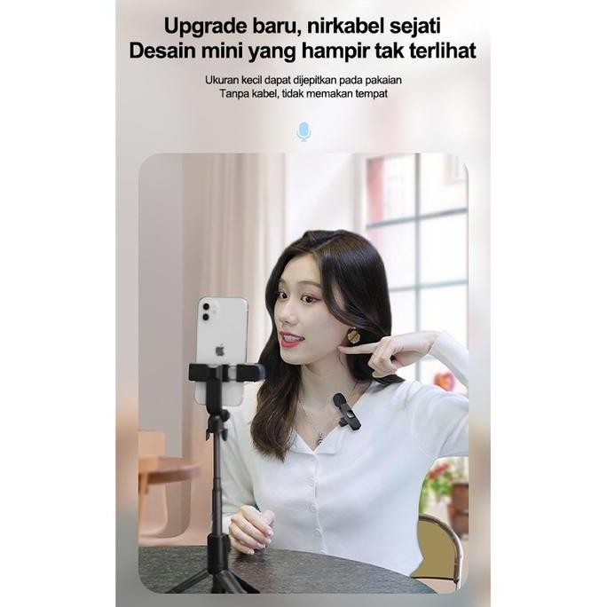 Miigo-Mikrofon Lavalier Nirkabel/Mikrofon Live Streaming Outdoor/Mikrofon Kecil Rekaman Vlog Video P