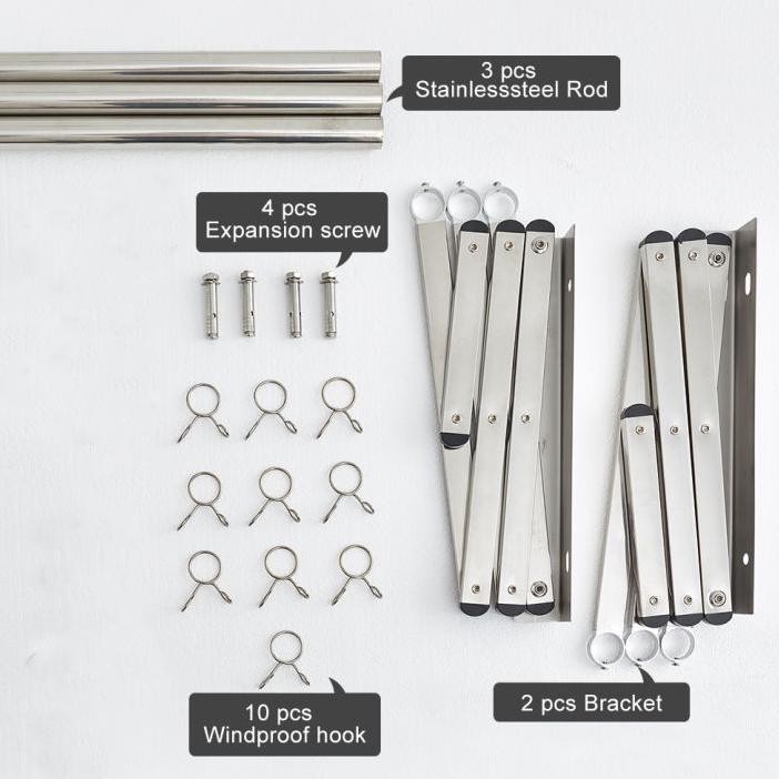 Jemuran dinding lipat / Jemuran Baju Pakaian Dinding 100cm 160CM-200CM/Jemuran Lipat Dinding 3 Batan