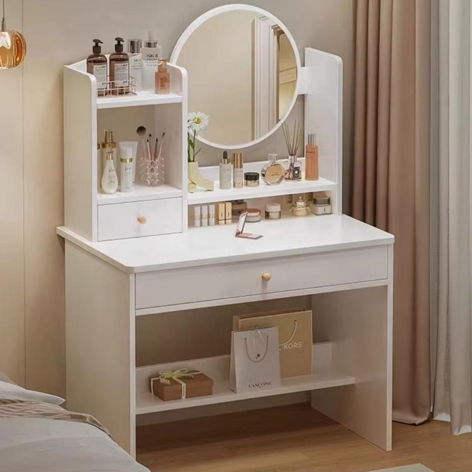 Meja Rias Lampu Led Meja Rias Rak Kosmetik Meja Rias Aesthetic Mini Modern Meja Kosmetik