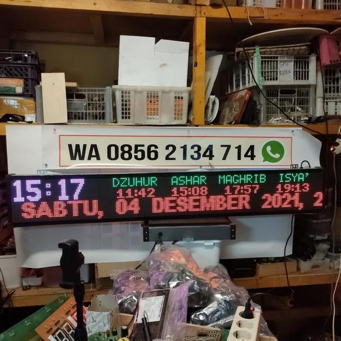 jam sholat full color 20 cm x 130 cm JAM DIGITAL MASJID NON TARTIL