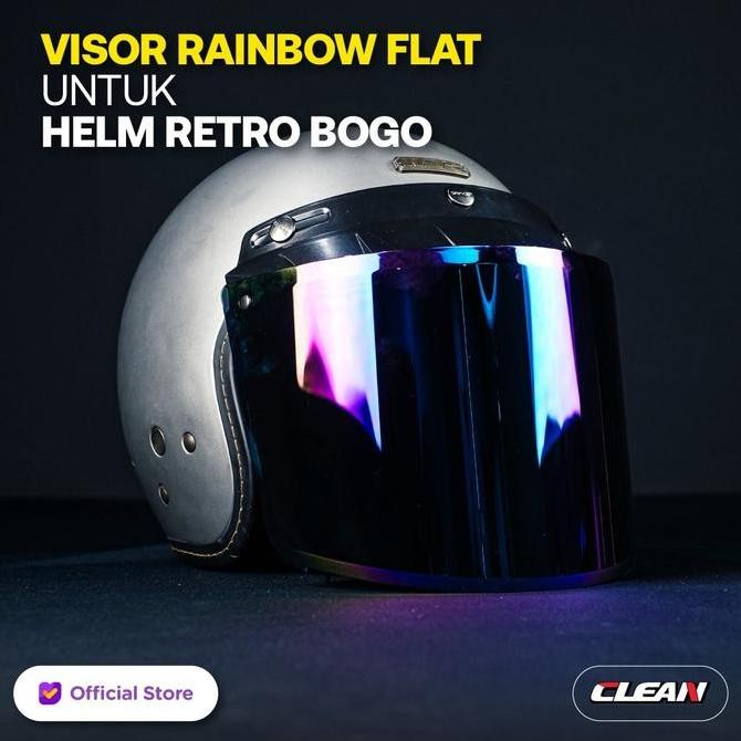 Clear Kaca Helm Bogo Flat Rainbow