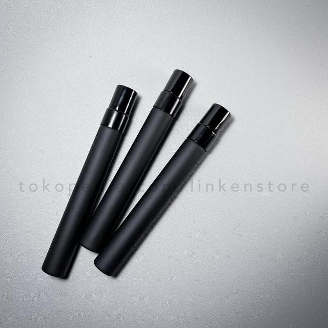 Botol Spray 10ml Kaca HITAM DOFF Tutup Metal / Aluminium Parfum