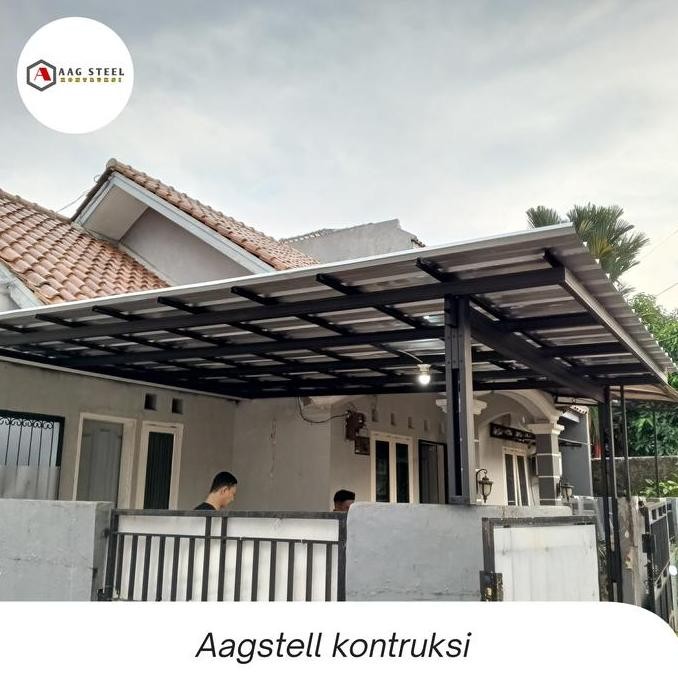 kanopi spandek polos 0,30mm+ rangka baja ringan 0,75mm SNI  Terbaik Besi WAR