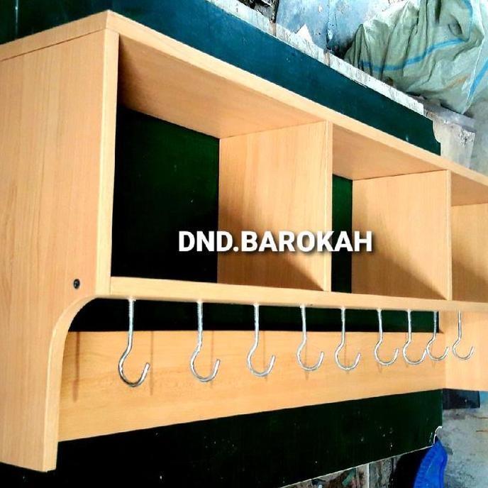 Rak Gantung Peralatan Dapur, rak bumbu, rak serbaguna kayu.