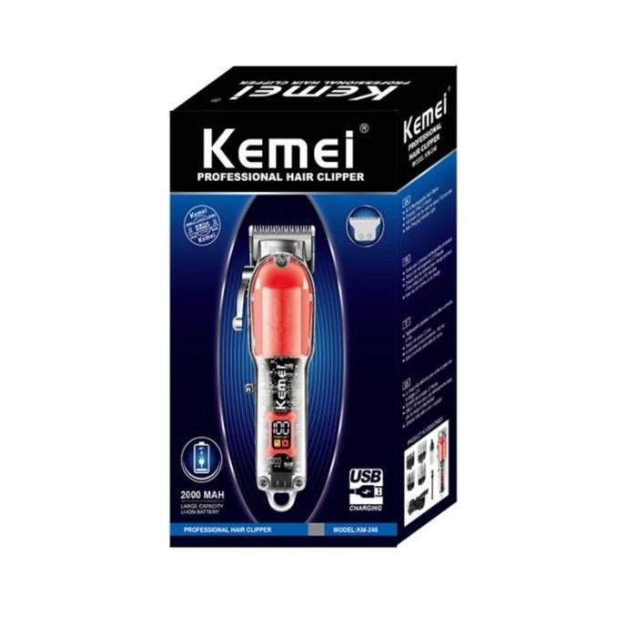 Alat Cukur Rambut Kemei Km -246 Transparan New Hair Clipper