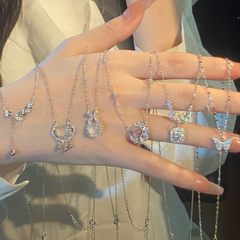 【COD】Kalung cincin Mobius perak sterling S925 dengan rantai klavikula wanita, kalung kelas atas