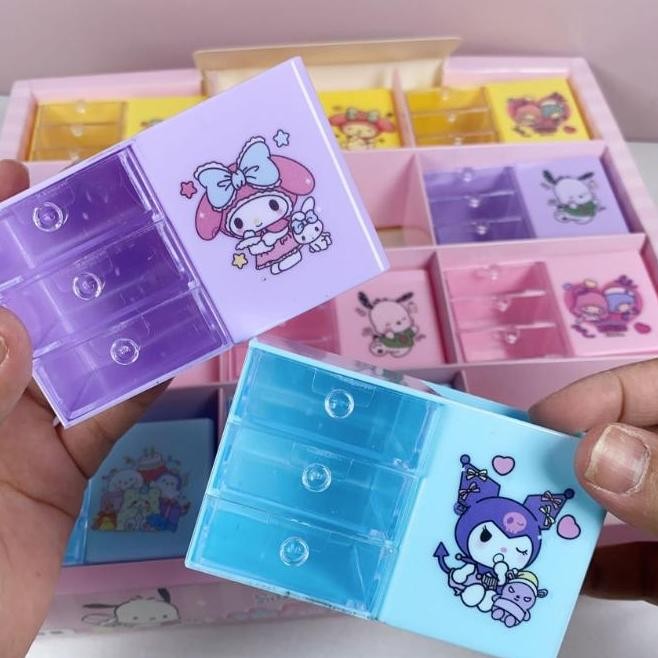 OSM JKT 6401 Laci Kecil Motif Karakter Lucu / Kotak Organizer Mini Plastik / Laci Mini 3 Tingkat / R