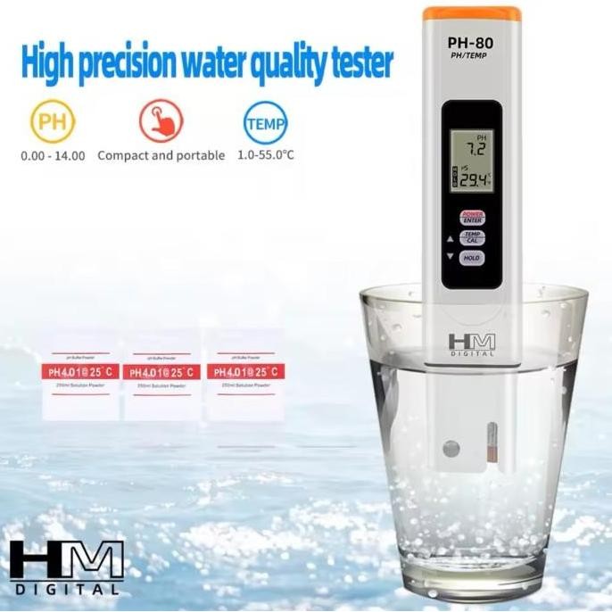 HM DIGITAL PH-80 PH / SUHU HYDROTESTER ALAT UKUR PH AIR HM PH80 PH METER ORIGINAL DAN TERPERCAYA