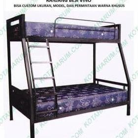 ranjang bed besi susun tingkat 2 orang vino hitam murah bandung no 3 4