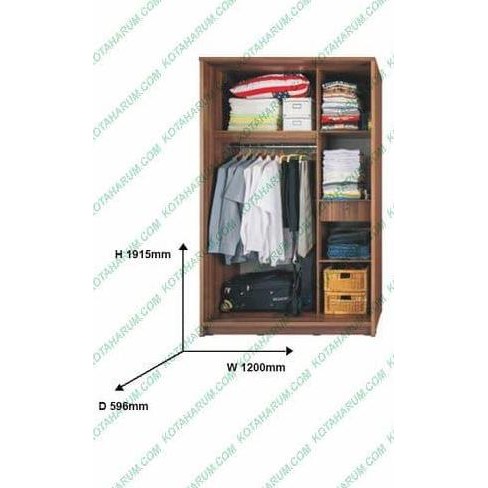 lemari baju pakaian cermin kaca 2 pintu activ slide 120 sliding geser