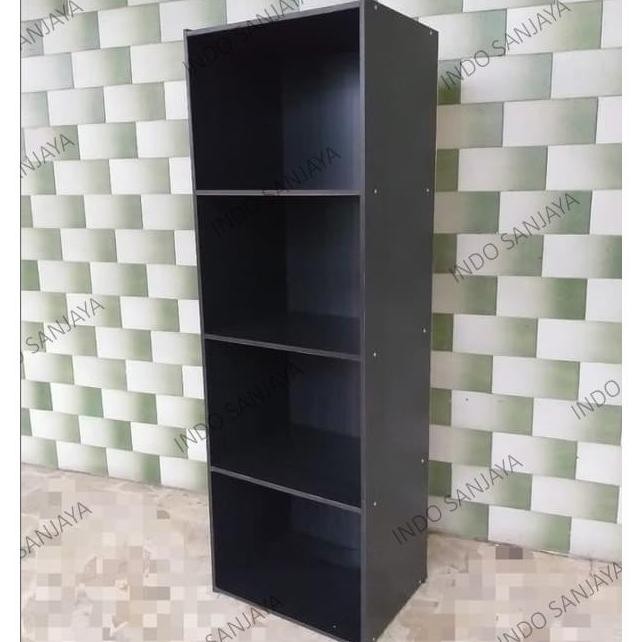 PROMO Lemari Rak Buku Baju Pakaian Kayu 4 Susun Rak Serbaguna