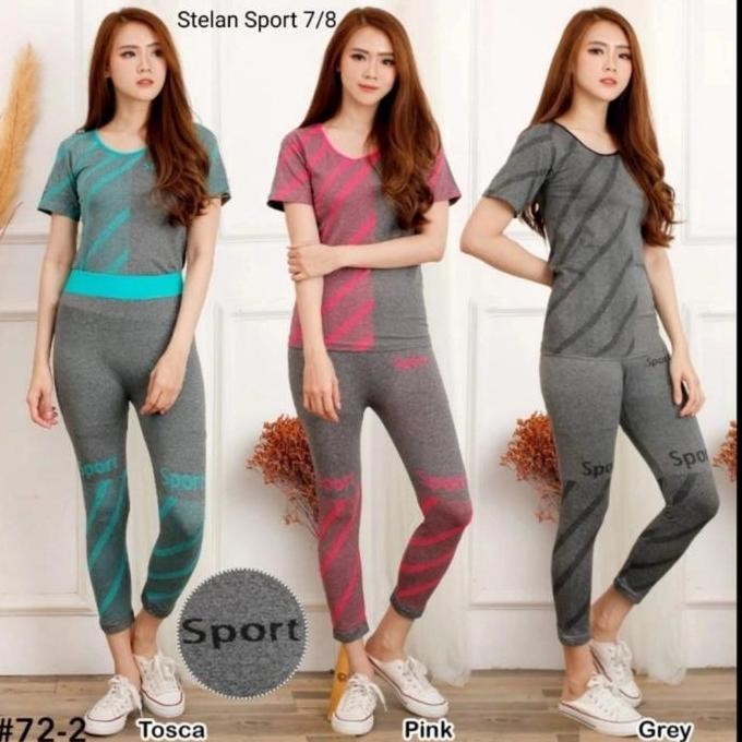 Setelan baju senam aerobik/ fitness olahraga import wanita terbaru