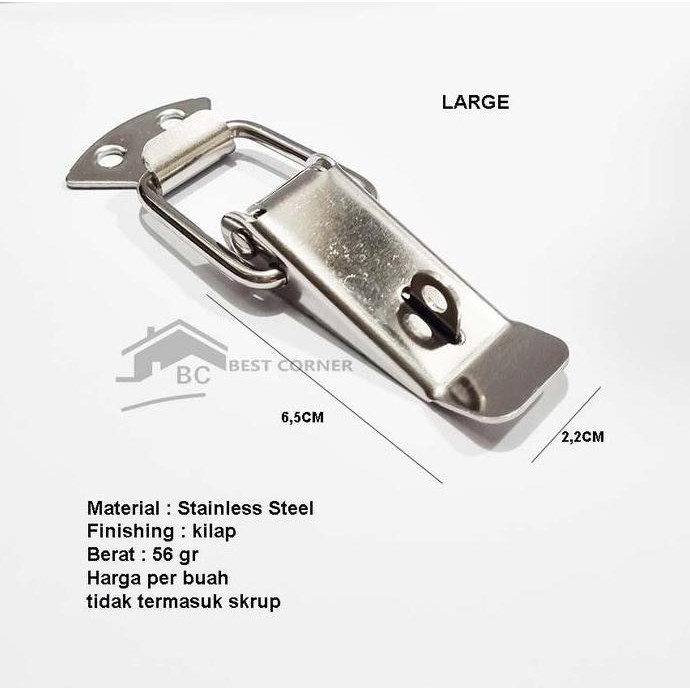 Kaitan Koper LARGE + KUNCI STAINLESS STEEL / Overval / Kaitan peti