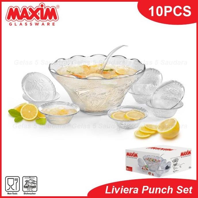 MAXIM Punch Set Mangkok Kaca/Punch Set Mangkok Minuman Buah Es Segar