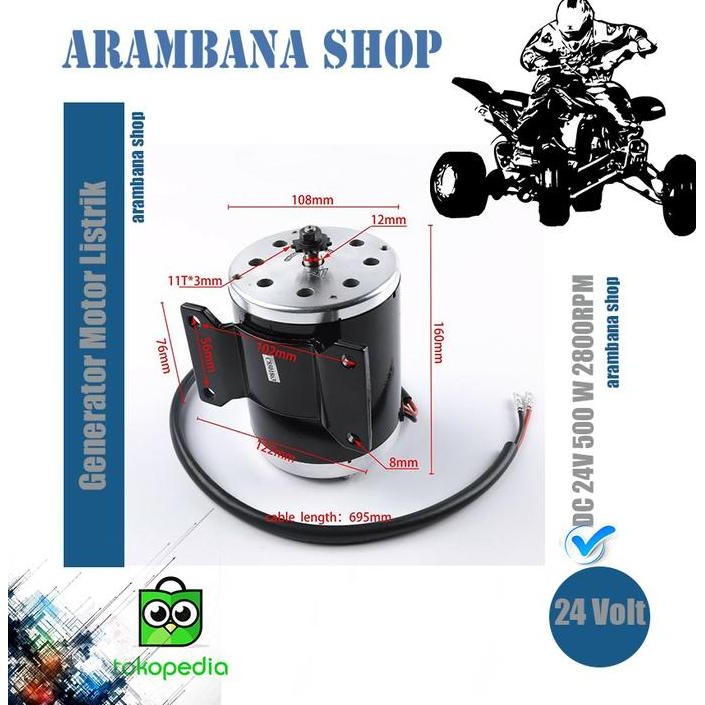 24V DC 500W 2800 rpm magnet permanen generator motor listrik