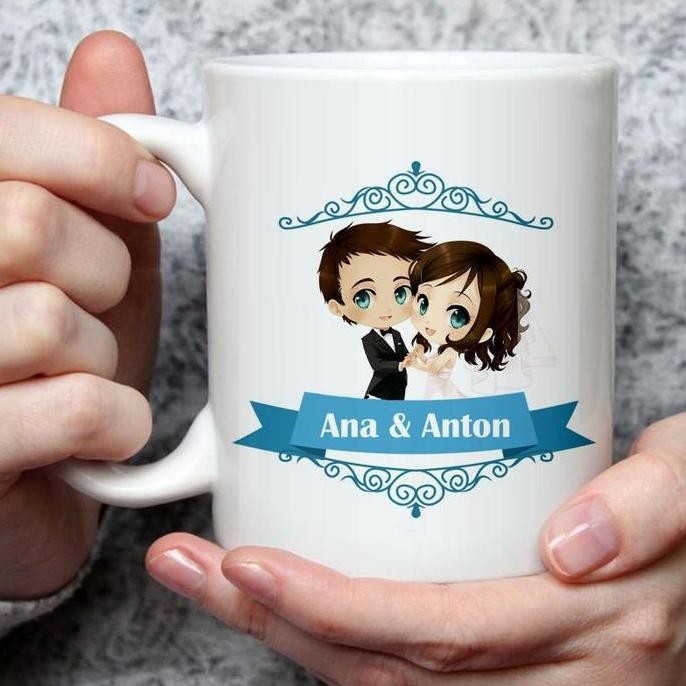 Souvenir Gelas Wedding  Mug Nikahan Kado Nikahan Dapat Sepasang Keramik Kitchenware Couple Pernikaha